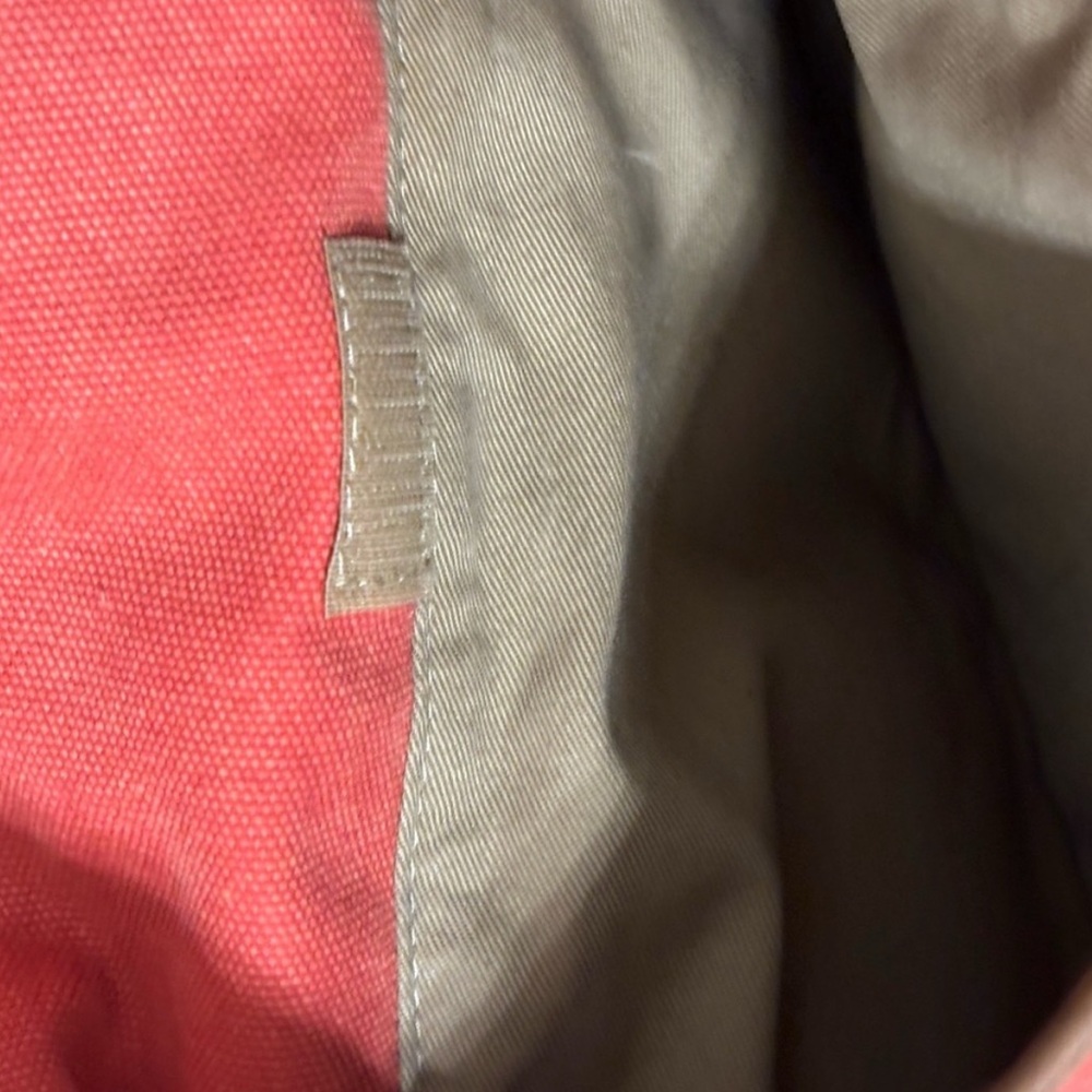 Vintage L.L. Bean Canvas Messenger Bag/ Satchel/Leather Trim/Salmon Red - Picture 6 of 16